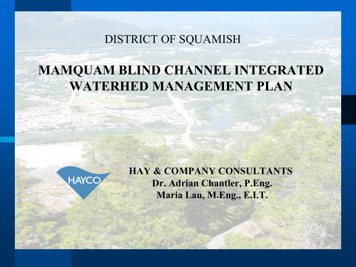 mamquam blind channel integrated waterhed management plan