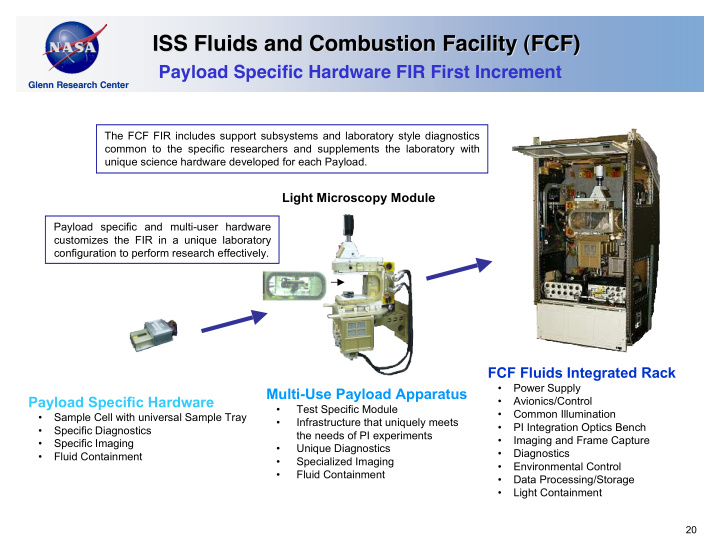 iss fluids and combustion facility fcf iss fluids and