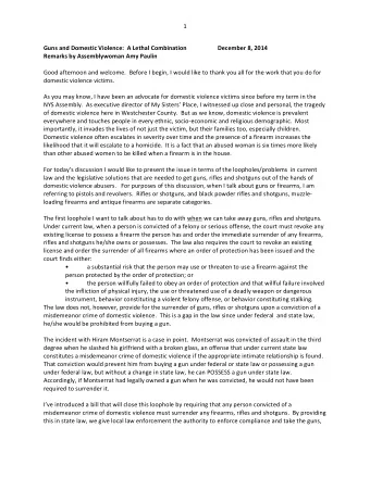 1      Guns  and  Domestic  Violence:    A  Lethal  Combination