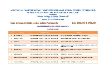 1 9.  M.SHIVA SANKARY  ATSVS SIDDHA MEDICAL COLLEGE, MUNCHIRAI  SCOPE OF SIDDHA IN SPECIAL THERAPY
