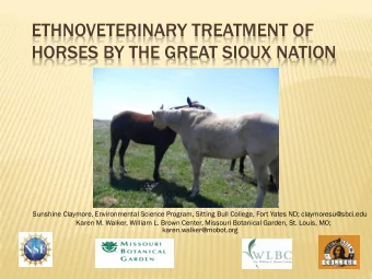 ETHNOVETERINARY TREATMENT OF  HORSES BY THE GREAT SIOUX NATION  Sunshine Claymore, Environmental
