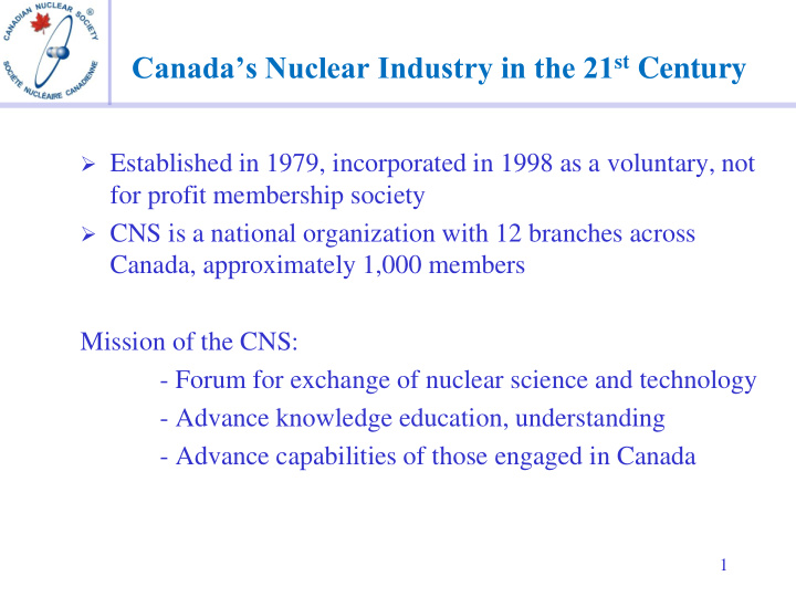 canada s nuclear industry in the 21 st century