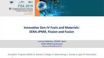 EERA-JPNM, Fission and Fusion  Lorenzo Malerba, CIEMAT, Spain  EERA-JPNM Coordinator