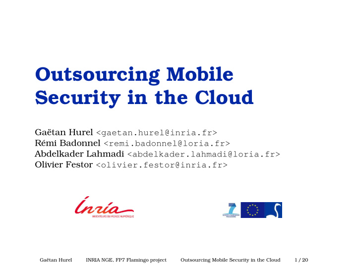 outsourcing mobile security in the cloud