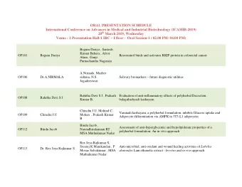 ORAL PRESENTATION SCHEDULE International Conference on Advances in Medical and Industrial