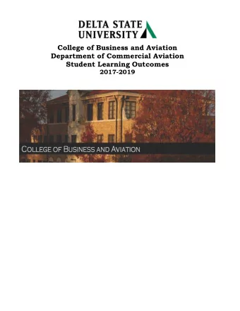 College of Business and Aviation Department of Commercial Aviation Student Learning Outcomes