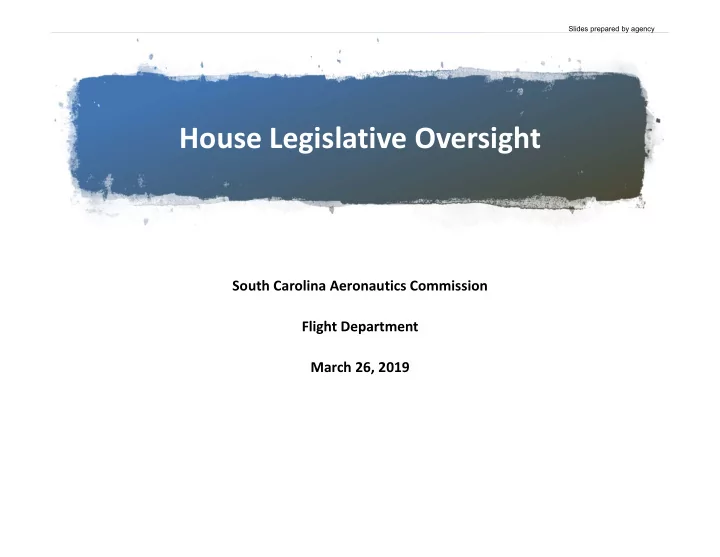 house legislative oversight