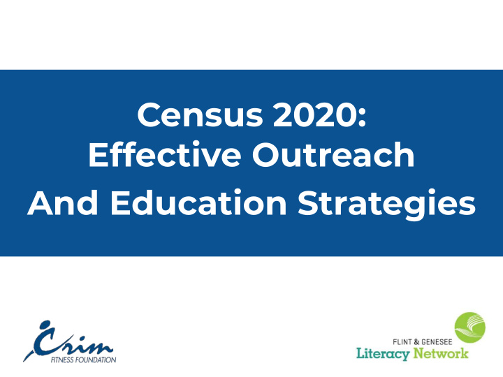 census 2020 effective outreach and education strategies