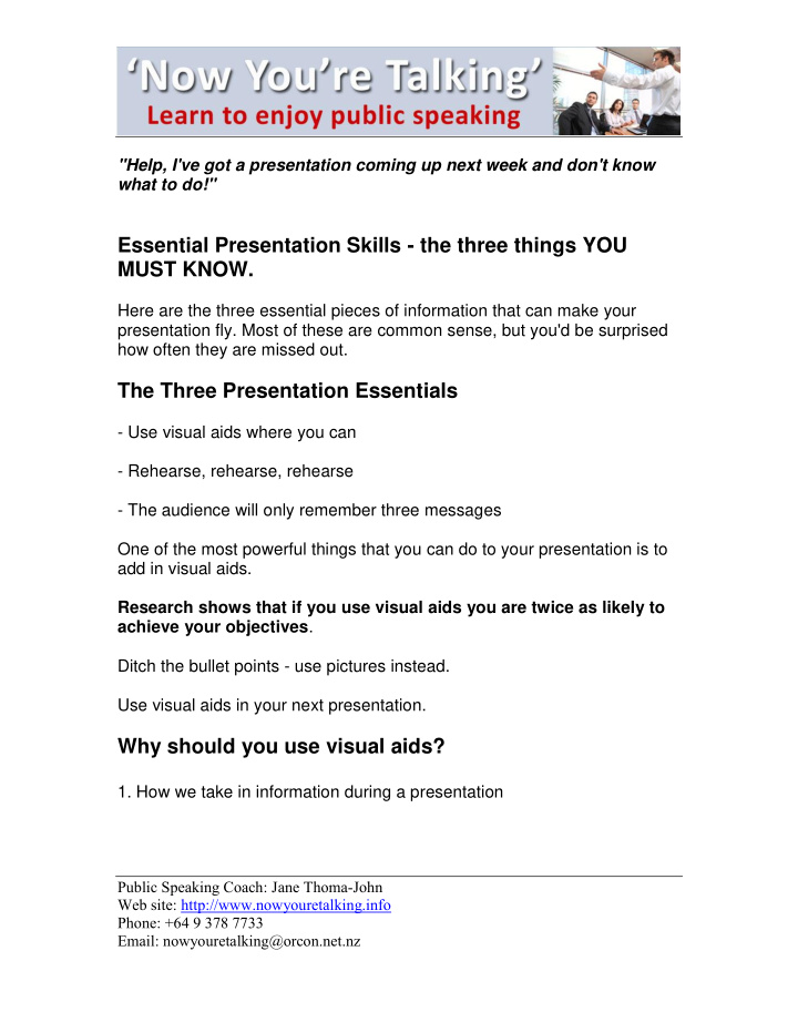 essential presentation skills the three things you must