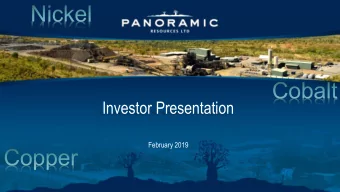 Investor Presentation  February 2019  Disclaimer  No New Information or Data  This presentation