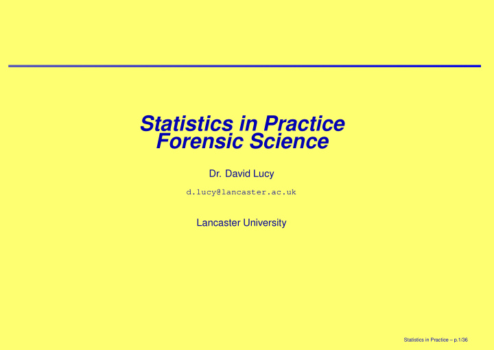 statistics in practice forensic science
