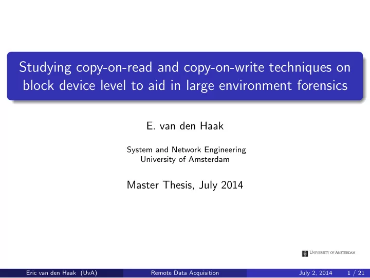 studying copy on read and copy on write techniques on