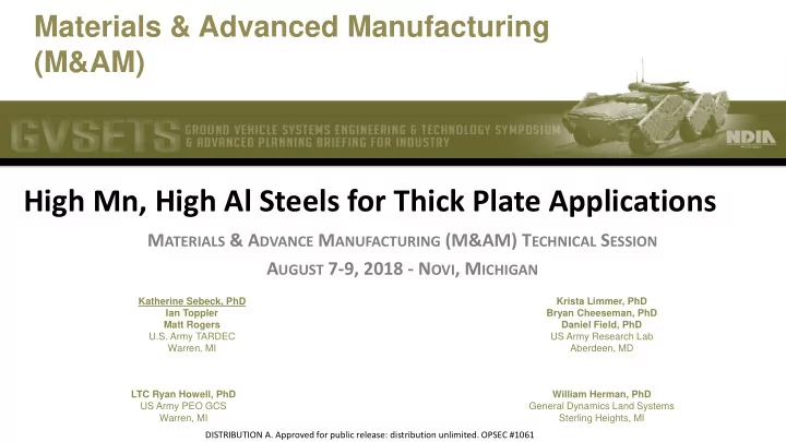 high mn high al steels for thick plate applications
