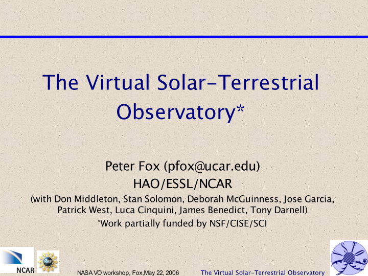 the virtual solar terrestrial observatory