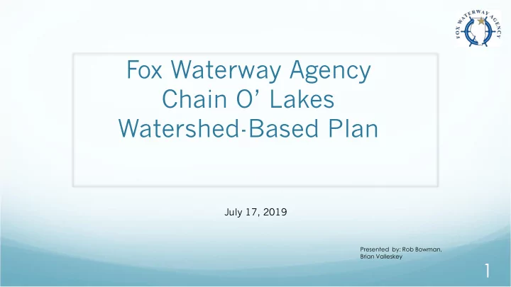 fox waterway agency chain o lakes watershed based plan