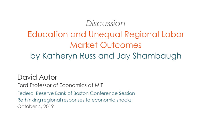 discussion education and unequal regional labor market