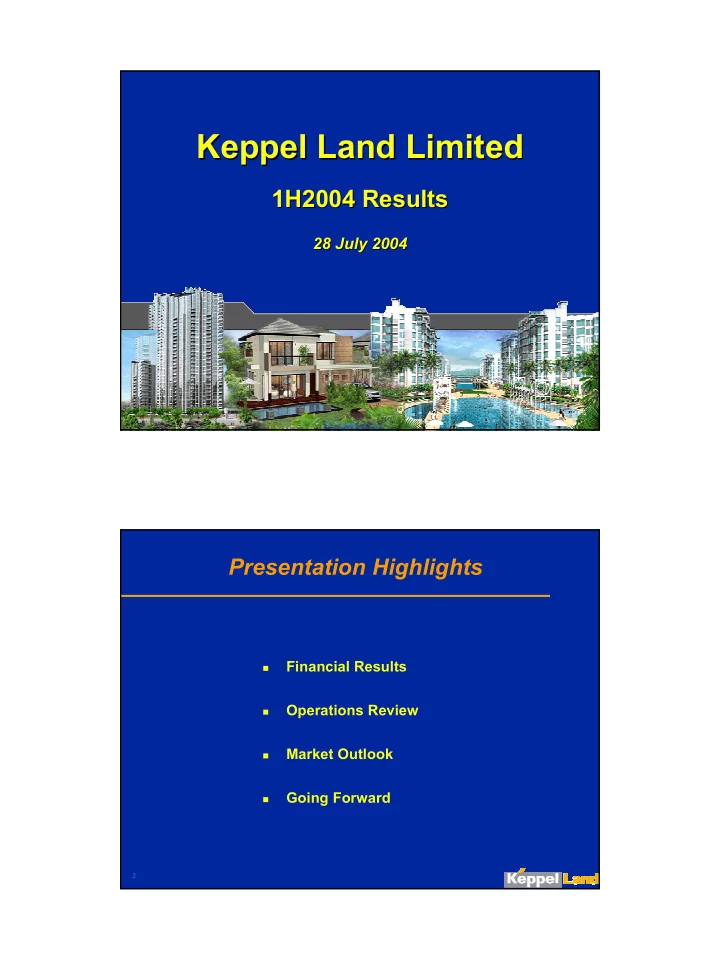 keppel land limited keppel land limited