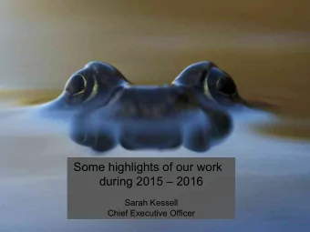 Some highlights of our work  Some highlights of our work  during 2015  2016  during 2015