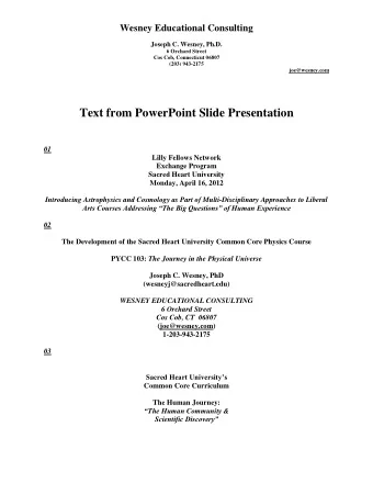 03  1-203-943-2175 Sacred Heart Universitys  Common Core Curriculum  The Human Journey: The