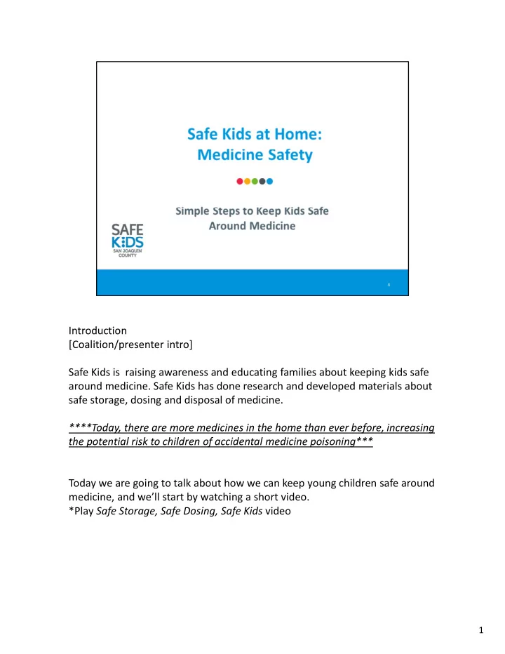 introduction coalition presenter intro safe kids is