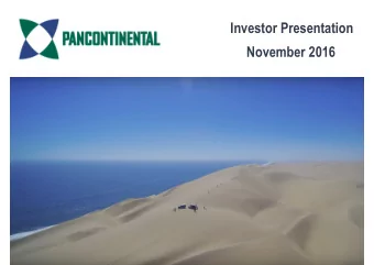 Investor Presentation  November 2016  1  Disclaimer  These materials are strictly confidential and