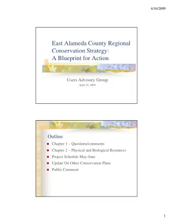 East Alameda County Regional  Conservation Strategy:  gy  A Blueprint for Action  Users Advisory