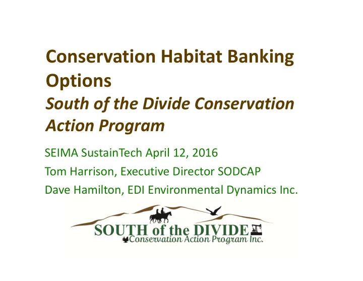 conservation habitat banking options