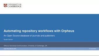 Automating repository workflows with Orpheus  An Open Source database of journals and publishers