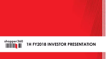 1H FY2018 INVESTOR PRESENTATION  DISCLAIMER This presentation does not constitute, or form any part