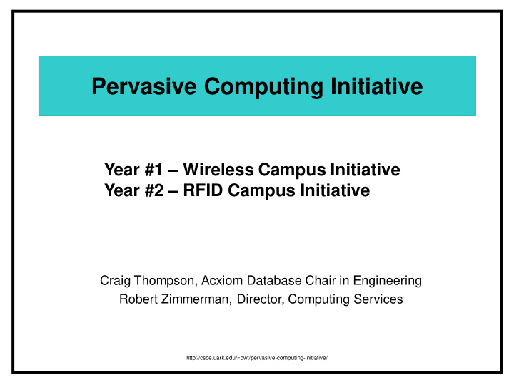 pervasive computing initiative