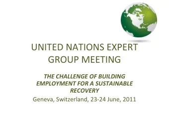 UNITED NATIONS EXPERT GROUP MEETING THE CHALLENGE OF BUILDING EMPLOYMENT FOR A SUSTAINABLE