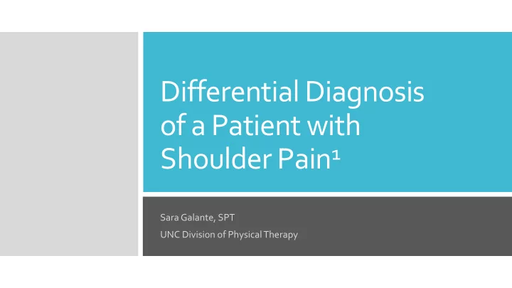 differential diagnosis of a patient with