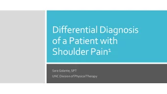 Differential Diagnosis  of a Patient with Shoulder Pain 1  Sara Galante, SPT  UNC Division of