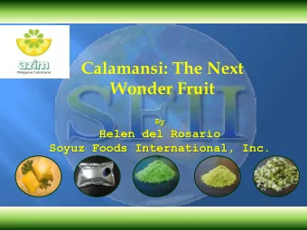 Wonder Fruit  By  Helen del Rosario  Soyuz Foods International, Inc.  Inside SFII  I. II. Results