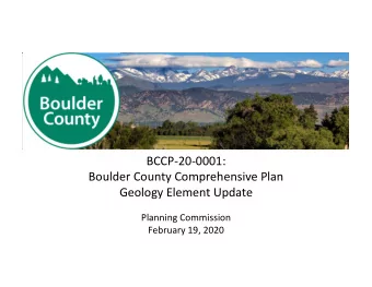 BCCP200001:  Boulder County Comprehensive Plan  Geology Element Update  Planning Commission