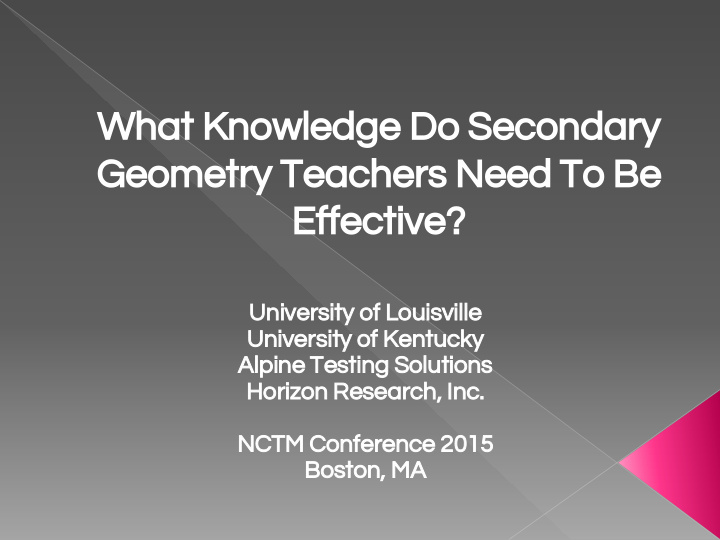 what knowledge do secondary geometry teachers need to be