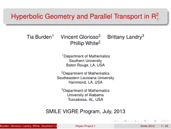 Objective  Parallel transport along a hyperbolic triangle  Compare angle of initial and final