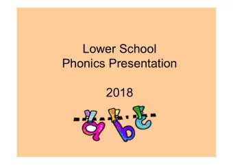 Lower School  Phonics Presentation  2018  Aims of meeting  What is phonics?  How you can support at