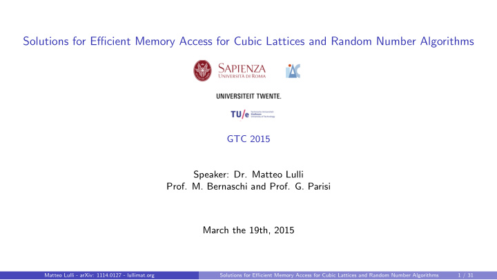 solutions for efficient memory access for cubic lattices