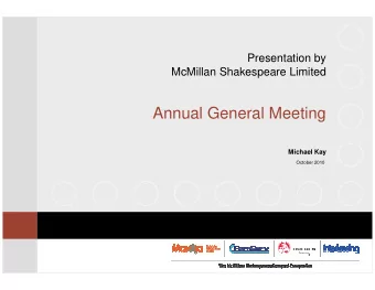 Annual General Meeting  Michael Kay  October 2010  Financial Performance  FY09  FY10  % increase