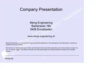 Company Presentation  Meng Engineering  Badstrasse 18b  5408 Ennetbaden  www.meng-engineering.ch
