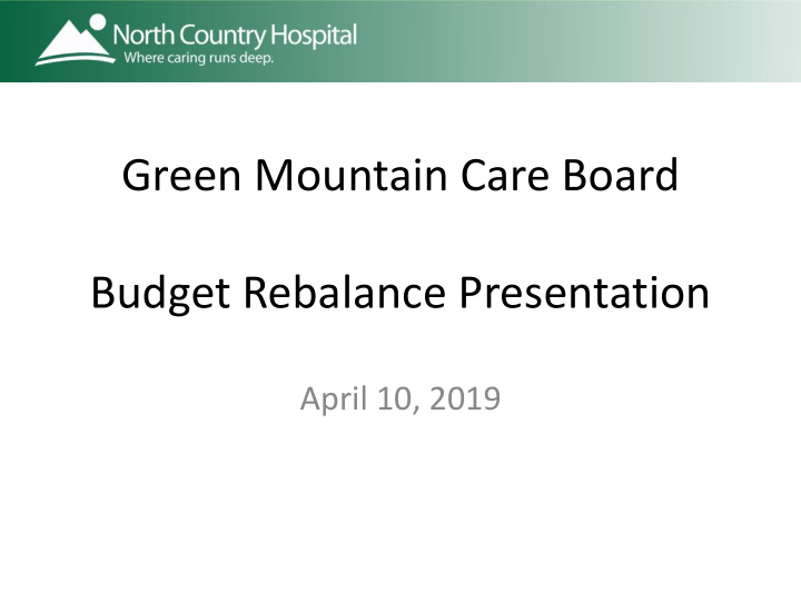 green mountain care board budget rebalance presentation