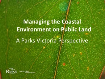 Environment on Public Land  A Parks Victoria Perspective  Saltmarsh Tender Sites  Point Cook