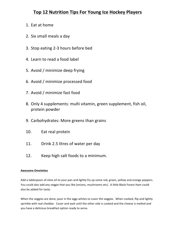 1 eat at home 2 six small meals a day 3 stop eating 2 3