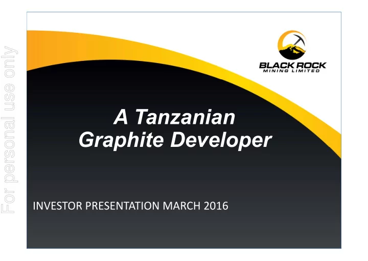 a tanzanian graphite developer