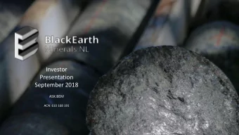 Presentation  September 2018  ASX:BEM  ACN: 610 168 191  Disclaimer  This presentation is for