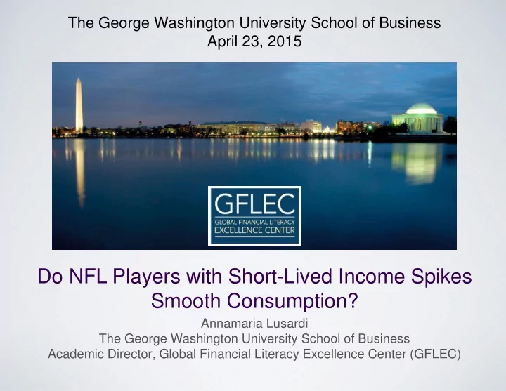 do nfl players with short lived income spikes smooth
