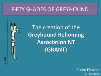 The creation of the  Greyhound Rehoming  Association NT  (GRANT)  Eileen Fletcher  El Presidente