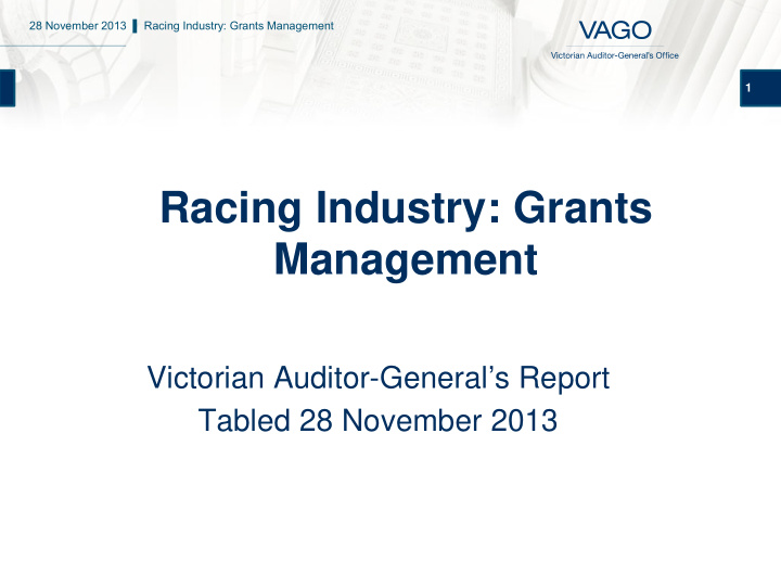 racing industry grants management