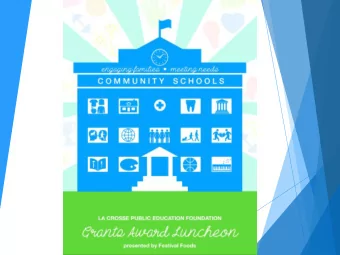 on Community Schools  Julie is the Coordinator of Family and  Community Engagement and Title I